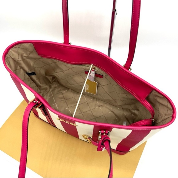 Michael Kors Large Jet Set Travel TZ Shoulder Tote Bag Electric Pink Multi - Picture 8 of 11